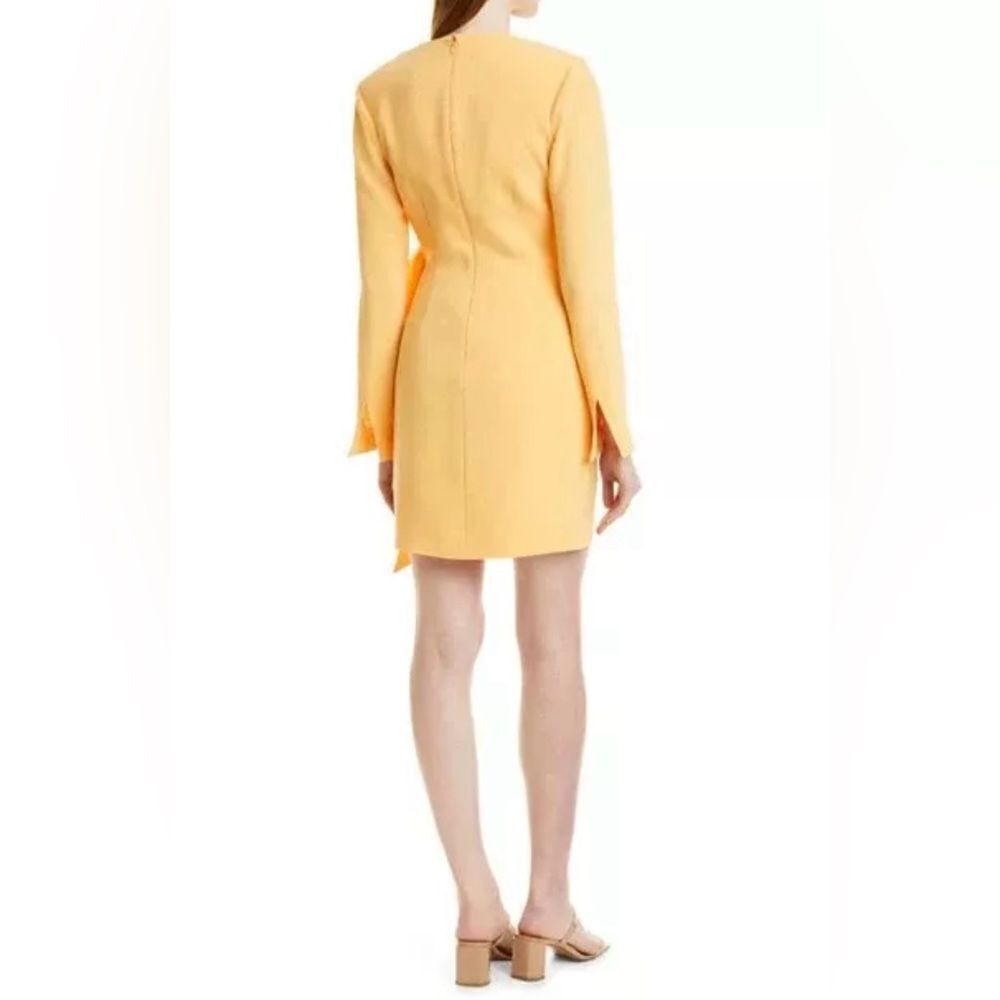 CINQ a SEPT Yellow Orange Sierra Wrap Front Crepe Long Sleeve Mini Dress Sz 2 - Picture 4 of 14
